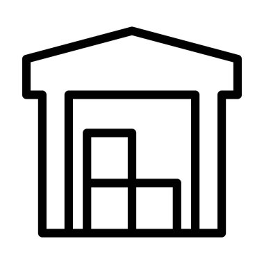 Depo Vektörü İllüstrasyon Satır Simgesi Tasarımı