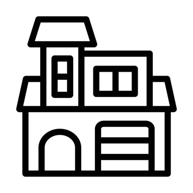 Modern Ev Vektörü İllüstrasyon Satır Simgesi Tasarımı