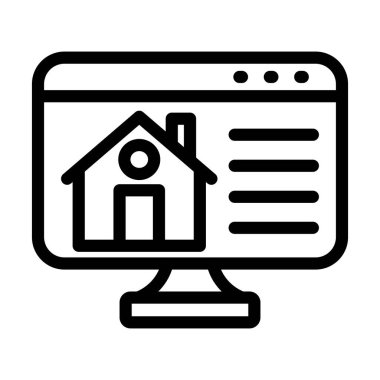 Gayrimenkul Web Sitesi Vektör Resmetme Satır Simgesi Tasarımı