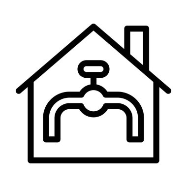 Su Tedarik Vektörü Resmetme Satırı Simge Tasarımı