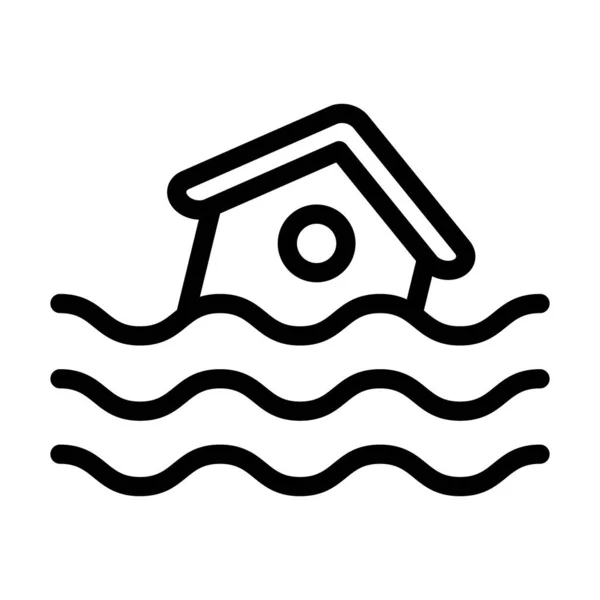 Icône Épaisse Ligne Vecteur Inondation Pour Usage Personnel Commercial — Image vectorielle