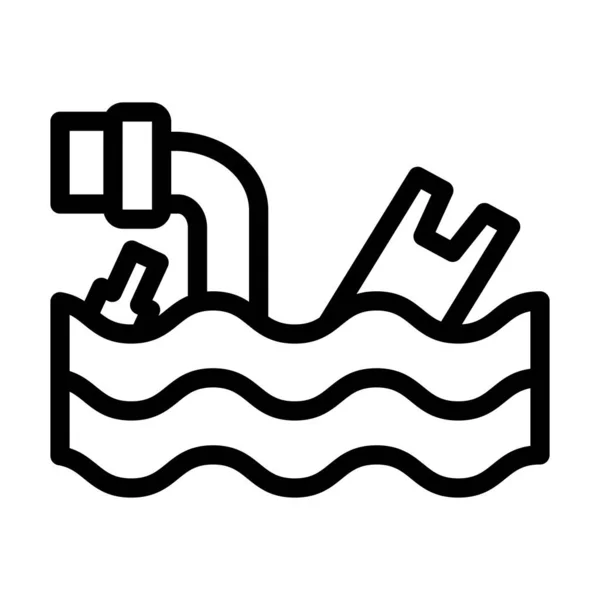 Вектор Забруднення Води Товста Лінія Піктограма Особистого Комерційного Використання — стоковий вектор