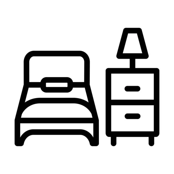 Schlafzimmer Vector Thick Line Icon Für Den Persönlichen Und Kommerziellen — Stockvektor