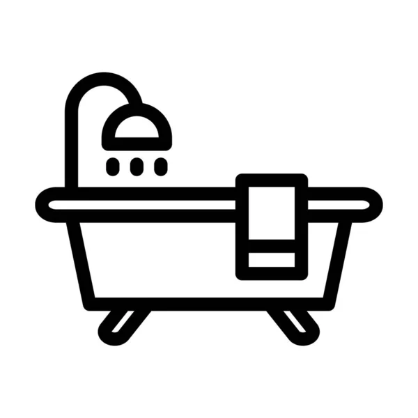 Fürdőkád Vektor Vastag Vonal Ikon Személyes Kereskedelmi Használatra — Stock Vector