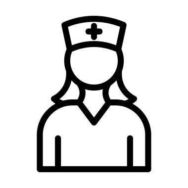 Hemşire Vektörü Kalın Çizgi Kişisel ve Ticari Kullanım Simgesi