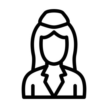 Kişisel ve ticari kullanım için Uçuş Görevlisi Kalın Çizgi Simgesi