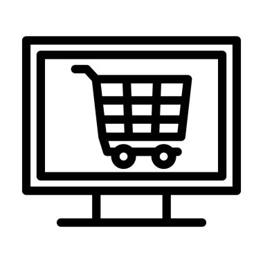 Çevrimiçi Alışveriş Vektörü Kalın Hat Kişisel ve Ticari Kullanım Simgesi