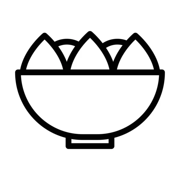 个人及商业用途沙律碗向量厚重线图标 — 图库矢量图片