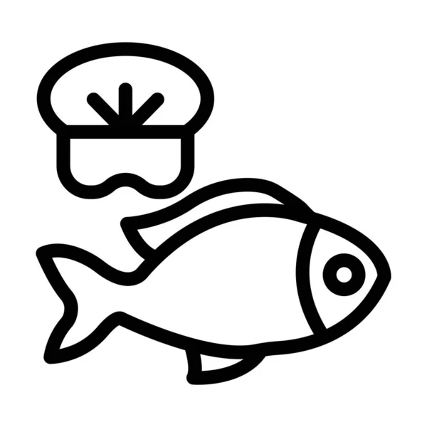 Fisk Och Skaldjur Vektor Tjock Linje Ikonen För Personligt Och — Stock vektor