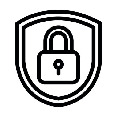 Kişisel ve ticari kullanım için Veri Koruma Vektörü Kalın Çizgi Simgesi