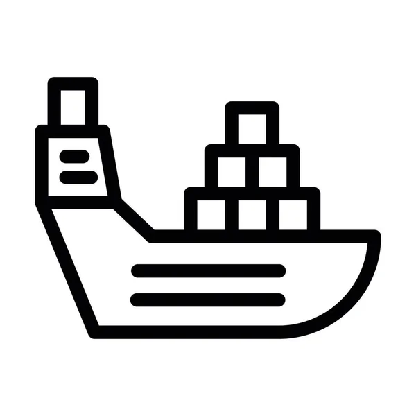 Cargo Ship Vector Thick Line Icon Personal Commercial Use — Stock Vector