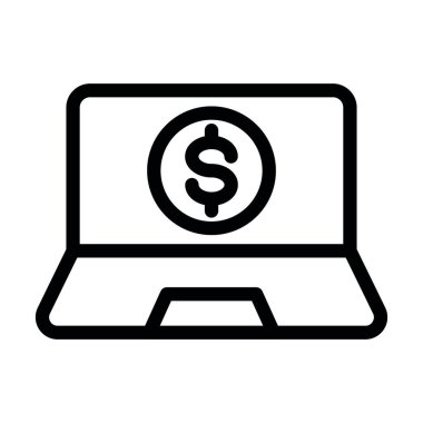 Çevrimiçi İş Vektörü Kalın Hat Kişisel ve Ticari Kullanım Simgesi