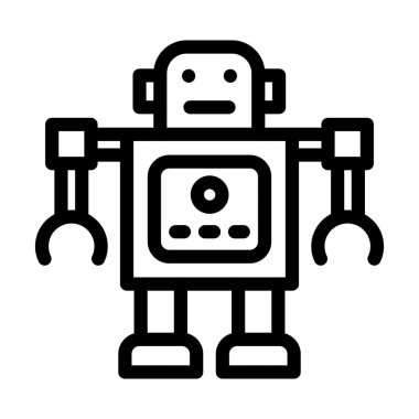 Oyuncak Robot Kalın Çizgi Simgesi Kişisel ve Ticari Kullanım İçin