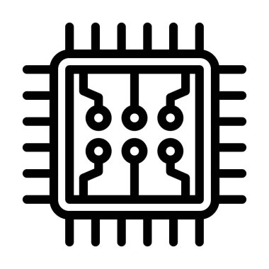 Kişisel ve ticari kullanım için İşlemci Vektör Kalın Çizgi Simgesi