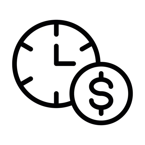 Χρόνος Είναι Χρήματα Διάνυσμα Παχιά Γραμμή Εικονίδιο Για Προσωπική Και — Διανυσματικό Αρχείο
