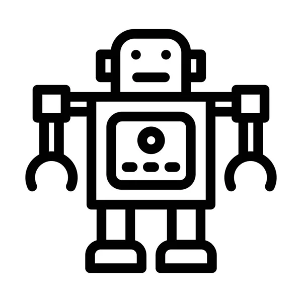 Robot Hračka Vektor Tlustá Čára Ikona Pro Osobní Komerční Použití — Stockový vektor