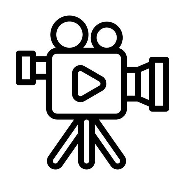 映画用カメラベクトル太線アイコン個人用および商業用 — ストックベクタ
