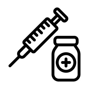 Aşı Vektörü Kalın Çizgi Kişisel ve Ticari Kullanım Simgesi