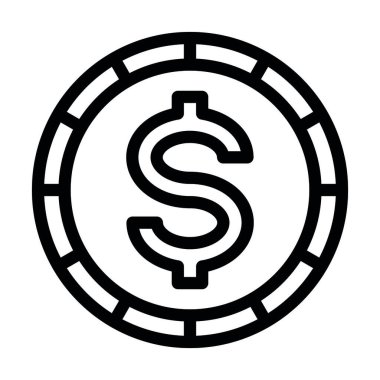 Kişisel ve ticari kullanım için Madeni Para Vektörü Kalın Çizgi Simgesi