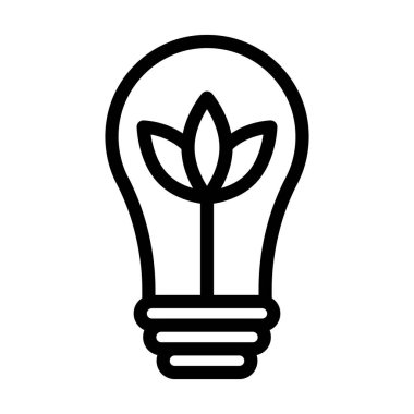 Eko Ampul Vektörü Kalın Hat Kişisel ve Ticari Kullanım Simgesi