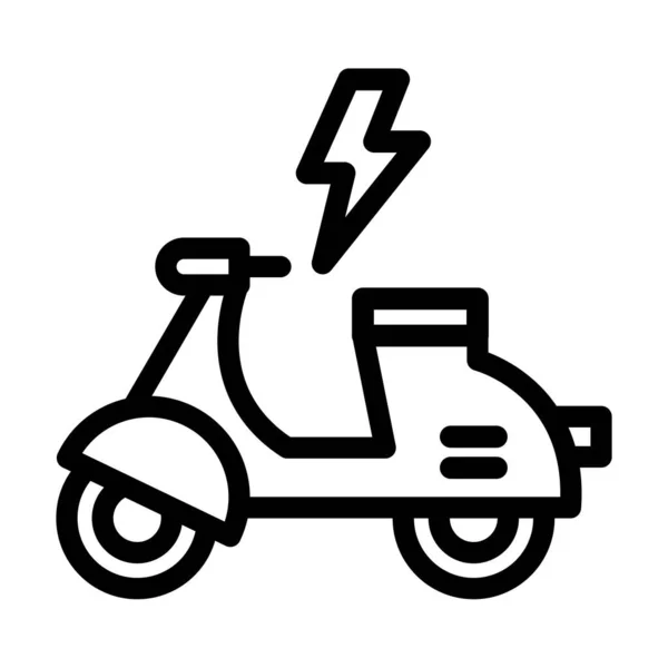 Elektrisk Scooter Vektor Tjock Linje Ikonen För Personligt Och Kommersiellt — Stock vektor