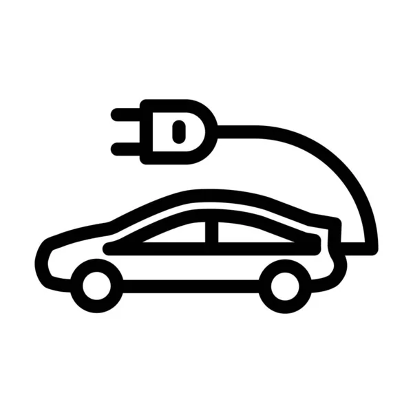 Ikon Garis Tebal Mobil Listrik Untuk Penggunaan Pribadi Dan Komersial - Stok Vektor