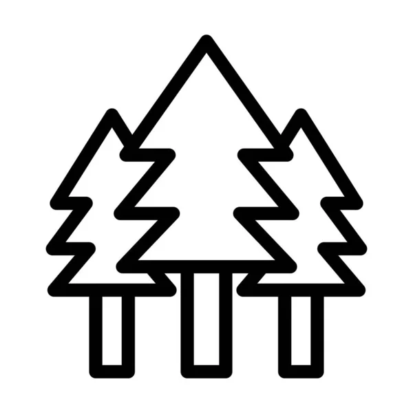 Pine Trees Vector Παχύ Εικονίδιο Γραμμής Για Προσωπική Και Εμπορική — Διανυσματικό Αρχείο