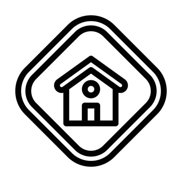 Residence Vector Thick Line Icon Für Den Persönlichen Und Kommerziellen — Stockvektor