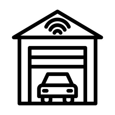 Kişisel ve ticari kullanım için Akıllı Garaj Vektörü Kalın Çizgi Simgesi