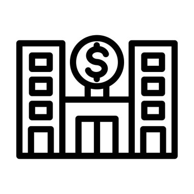 Banka Vektör Kalın Çizgi Kişisel ve Ticari Kullanım Simgesi