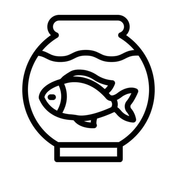 Fishbowl Vector Thick Line Icon Für Den Persönlichen Und Kommerziellen — Stockvektor