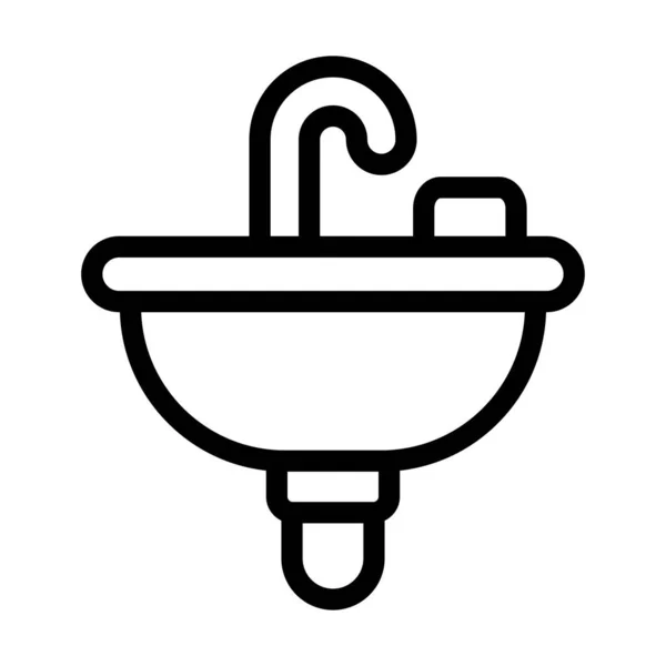 Washbasin Vector Thick Line Icon Personal Commercial Use — Stock Vector