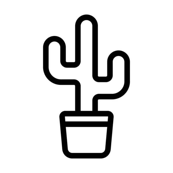 Cactus Vector Thick Line Icono Para Uso Personal Comercial — Vector de stock