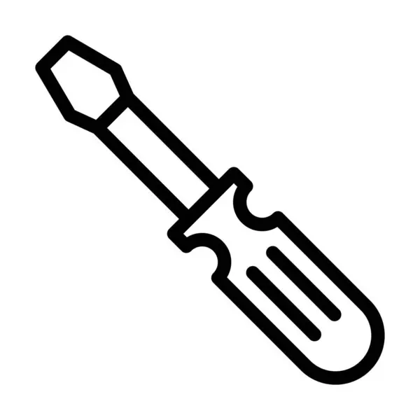 Schraubenzieher Vector Thick Line Icon Für Den Persönlichen Und Kommerziellen — Stockvektor