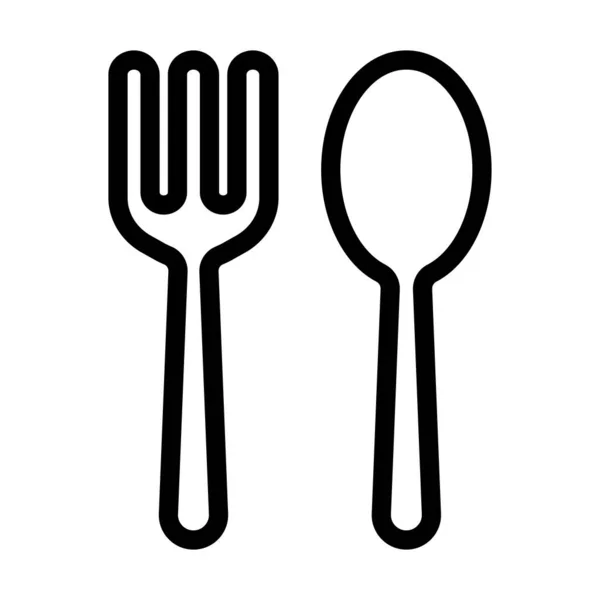 Cutlery Vector Thick Line Icon Personal Commercial Use — Stock Vector