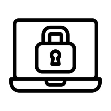 Çevrimiçi Güvenlik Vektörü Kalın Hat Kişisel ve Ticari Kullanım Simgesi