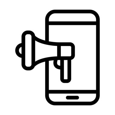 Kişisel ve Ticari Kullanım İçin Mobil Pazarlama Vektörü Kalın Çizgi Simgesi