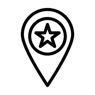 Kişisel ve Ticari Kullanım İçin Yıldızlı Konum Vektörü Kalın Çizgi Simgesi