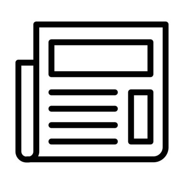 Kişisel ve ticari kullanım için Gazete Vektörü Kalın Çizgi Simgesi