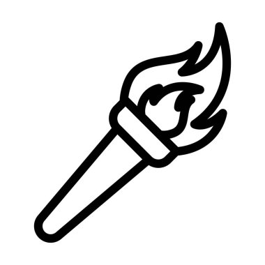 Kişisel ve ticari kullanım için Meşale Vektörü Kalın Çizgi Simgesi