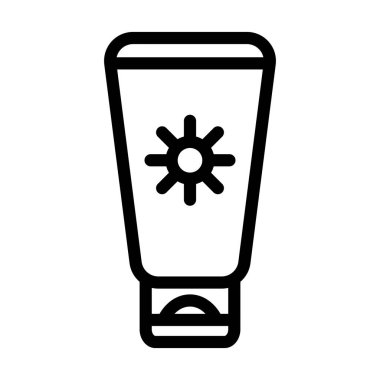 Kişisel ve ticari kullanım için Güneş Kremi Vektörü Kalın Çizgi Simgesi