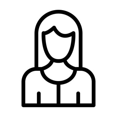 Kadın Vektör Kalın Çizgi Kişisel ve Ticari Kullanım Simgesi