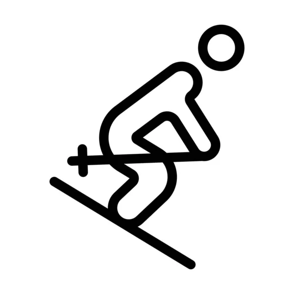 Skifahren Vector Thick Line Icon Für Den Persönlichen Und Kommerziellen — Stockvektor
