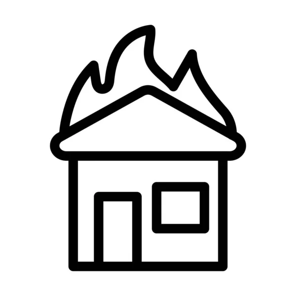 Burning House Vector Vastagvonalas Ikon Személyes Kereskedelmi Használatra — Stock Vector