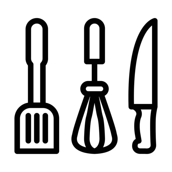 Küchenutensilien Vector Thick Line Icon Für Den Persönlichen Und Gewerblichen — Stockvektor