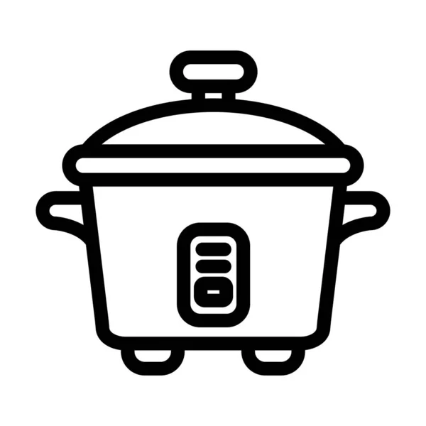 個人的および商業的使用のための炊飯器ベクトル太線アイコン — ストックベクタ