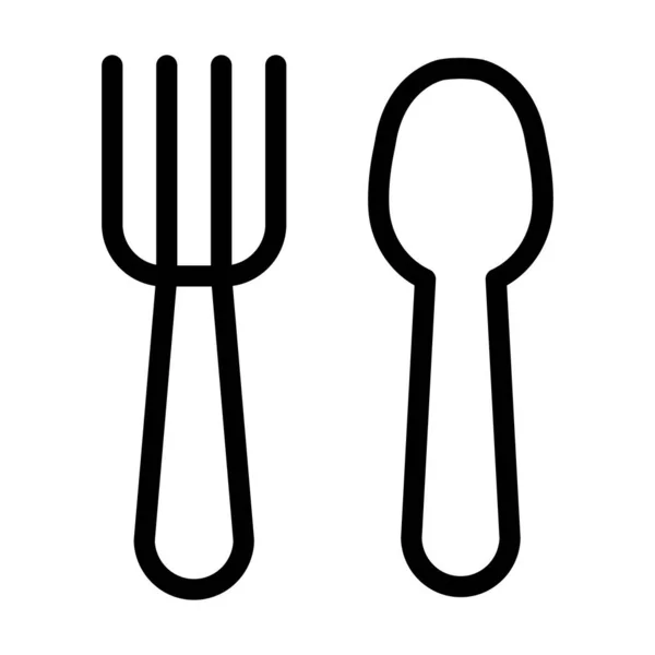 Fork Spoon Vector Thick Line Icon Personal Commercial Use — Stock Vector