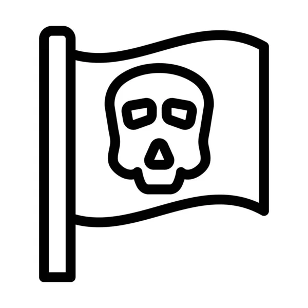 Piratenflagge Vector Thick Line Icon Für Den Persönlichen Und Kommerziellen — Stockvektor