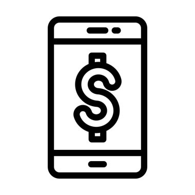 Kişisel ve Ticari Kullanım İçin Mobil Ödeme Vektörü Kalın Çizgi Simgesi