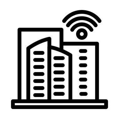 Akıllı Şehir Vektör Kalın Çizgi Kişisel ve Ticari Kullanım Simgesi